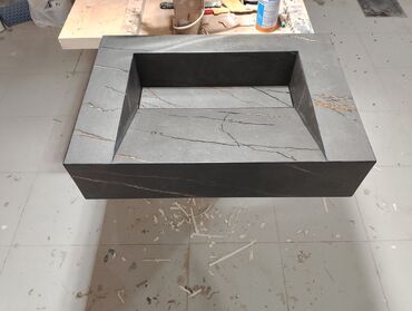 Hamam üçün aksessuarlar: Mərmər effektli konsol-lavabo modulu - Material: Parlaq səthli — 10