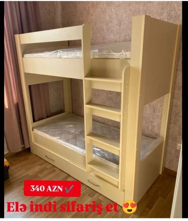 İkimərtəbəli uşaq çarpayıları: Oğlan və qız üçün, Yeni, Çarpayı, Matras ilə, Siyirməli, Laminat — 4