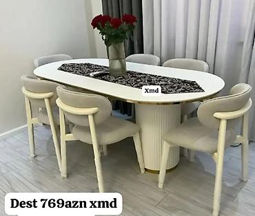 Yemək otağı dəsti - Tərkib: Oval formalı masa + 6 ədəd stul - Rəng