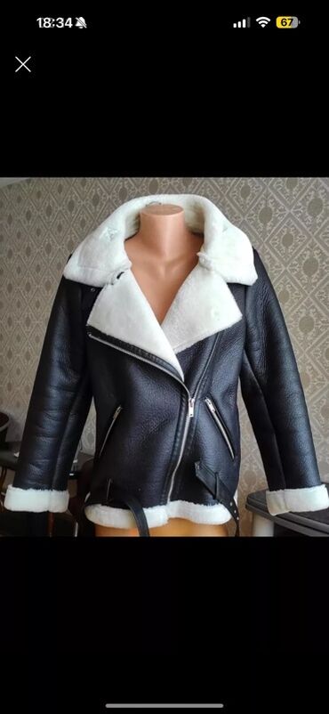 canavar dərisindən qadın şubaları: Qadınlar üçün qışlıq gödəkcə – “aviator” üslubu - Material: qara