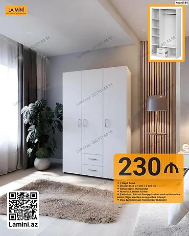 mini skaf: 3 qapılı dolab – La Mini (Kod: 6184) - Ölçülər: D 47 × H 200 × E 120 — 1