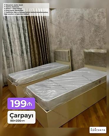 Ev üçün mebel: Çarpayı – 90×200 sm - Mexanizm: açılan, bazalı - Sıyırma: sıyırmasız — 1