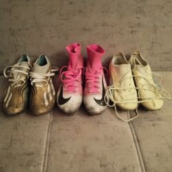 детские кожаные кроссовки: Adidas Nike Puma 40 razmer butsilər ucuz qiymətə üçü bir yerdə 60 azn