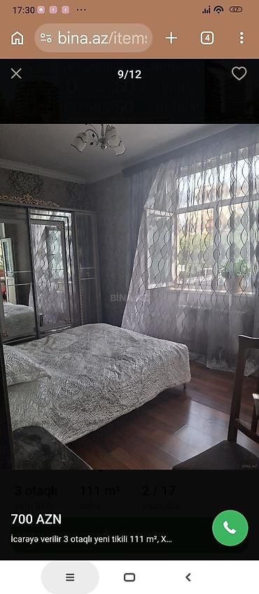 gencede ev: İcarə üçün mənzil – 3 otaqlı, 111 m², yeni tikili, 2/17 mərtəbə.MƏNZİL — 9