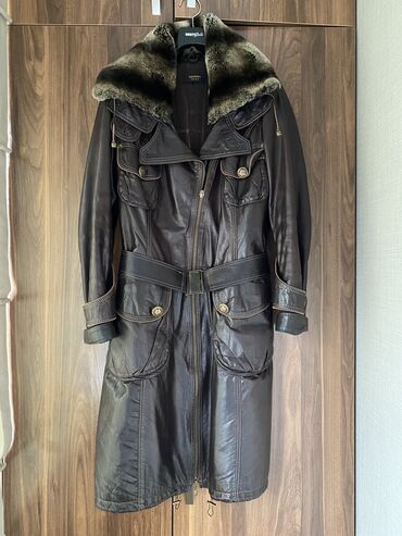 кожаный плащь: Кожаная куртка, Натуральная кожа, С меховой отделкой, L (EU 40)