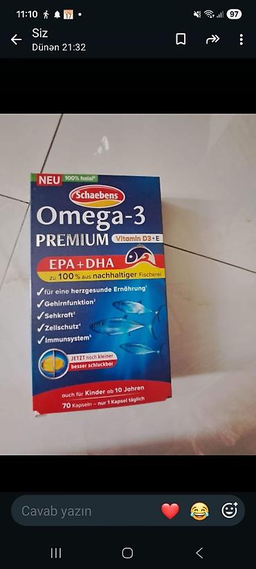 Vitaminlər və BAƏ: Məhsul: Omega-3 balıq yağı kapsulları (iki fərqli brend qutusu — 2