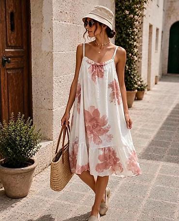stradivarius sorc: Letnja haljina na bretele sa floralnim printom. - Kroj: lepršava — 3
