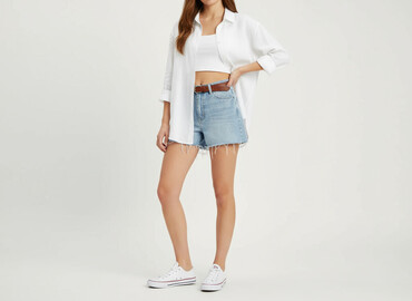 sinsay spodnie jeansowe z wysokim stanem: Sinsay, Shorts for women, size M
