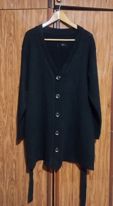 пончо для полных женщин: Кофта, С поясом, Осень-весна, 5XL (EU 50)