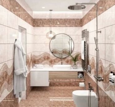 Digər bitirmə materialları: Bu dəstə hamam otaqları üçün nəzərdə tutulmuşdur. Dəstə divan, güzgü