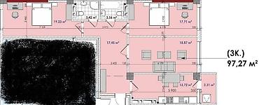 флиппинг: 3 комнаты, 97 м², Асанбай мкр Элитка, 13 этаж, ПСО (под самоотделку) — 1