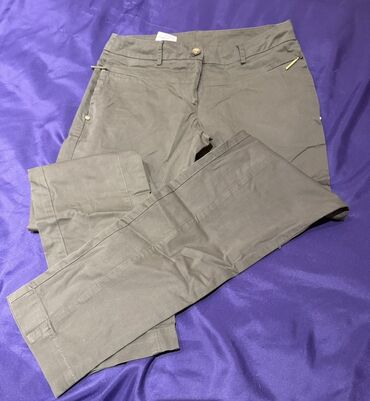 женские классические джинсы: Zeytun-yaşıl rəngdə qadın şalvarı - Klassik düz kəsim, dar olmayan