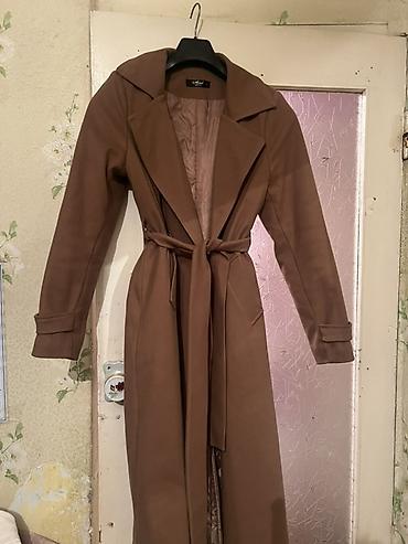 Пальто: Женское пальто-халат с поясом На зиму теплая размер 46 кашемир - — 1