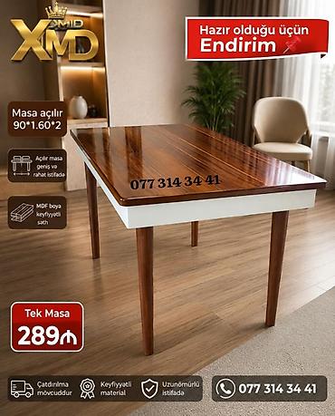 jysk mebel: Açılan yemək masası – XMD - Ölçü: 90 × 160 sm, 2 qat açılır — 1