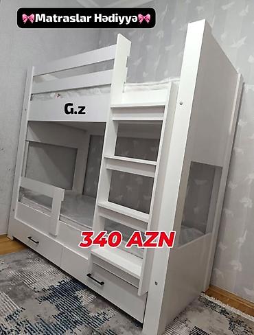 ağac dərmanları: İki mərtəbəli uşaq çarpayıları - Ölçü: 180×180×80 - Material: ağac — 1