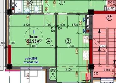квартиры псо: 1 комната, 53 м², Асанбай мкр Элитка, 10 этаж, ПСО (под самоотделку) — 3