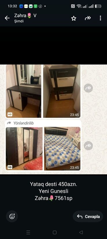 Restoran mebeli: Yataq desti 450azn.
Yeni Gunesli
Zəhra🌷7561sp