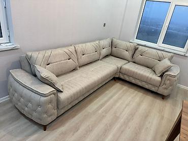 Divanlar: Bej rəngli L formalı künc divanı - Dizayn: Müasir və eleqant üslub — 3