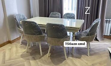 taxta stul stol: Mətbəx üçün, Yeni, Dördbucaq masa, 6 stul — 1