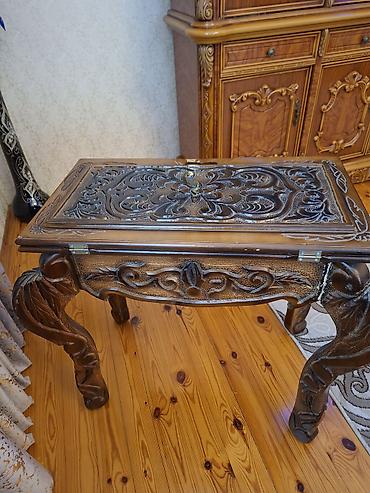 masa ofis: Taxta oyma qatlanan çay/servis masası - Material: bərk ağac - Üst — 3