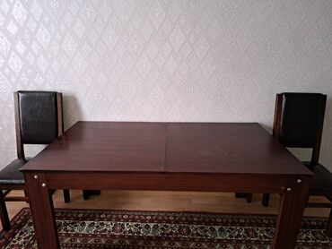 Masalar və oturacaqlar: Qonaq otağı üçün, İşlənmiş, Açılan, Dördbucaq masa, 6 stul