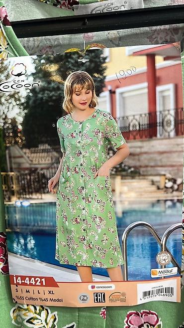 Халаты: Халат, Хлопок, Турция, С ушками, С кружевом, В полоску, 2XS, L, XL — 9