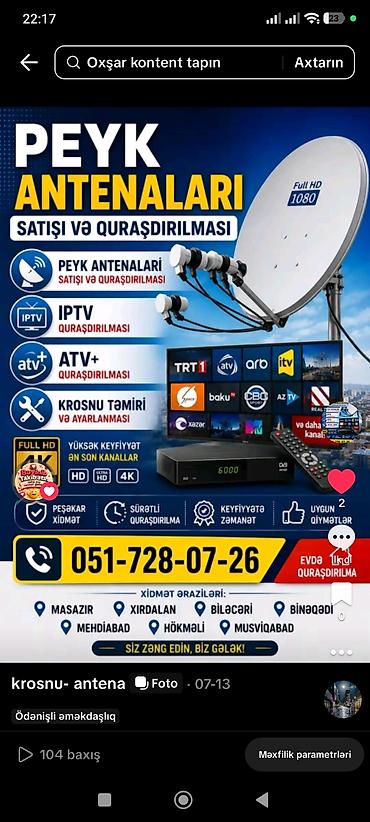 bakcell 1 manatlıq internet: Peyk antenalarının quraşdırılması | Quraşdırılma | Zəmanət — 1
