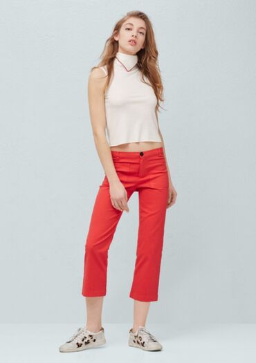 красные брюки: Повседневные брюки, Турция, Средняя талия, Лето, L (EU 40)