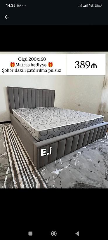 Məhsul: Yumşaq başlıqlı iki nəfərlik çarpayı + hədiyyə matras - Ölçü