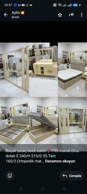 Другая мебель: Bazali yataq desti satilir📍 790 manat.Olcu dolab E 240/H 215/D 55.Taxt