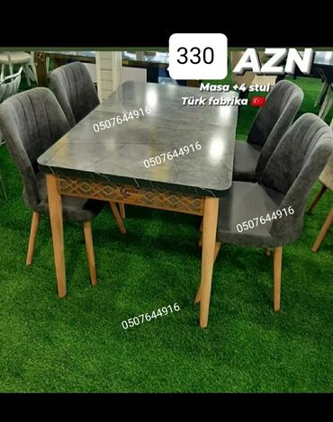 Masa və oturacaq dəstləri: Mətbəx üçün, Yeni, Açılan, Dördbucaq masa, 4 stul — 13