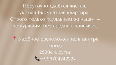 долгосрочная аренда квартир бишкек: 1 бөлмө, Душ кабинасы, Кондиционер, Тиричилик техникасы