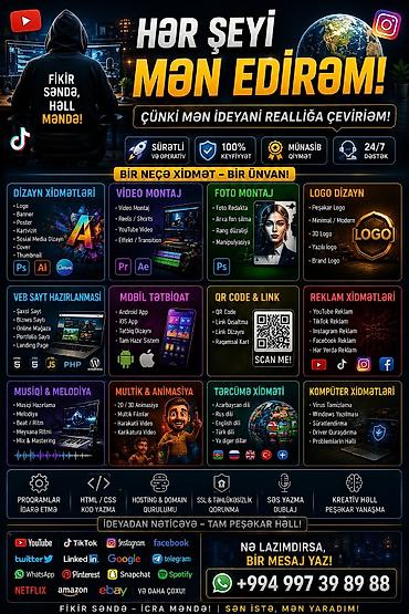 Marketinq, Reklam və PR: : Salam! Dizayn və media işləri ilə məşğulam. İdeyanıza uyğun işi tez — 1