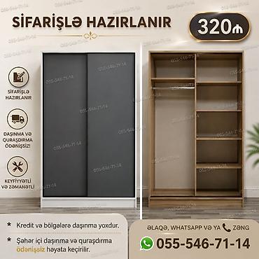 Düz dolab, Dəhliz üçün, Qarderob, Kupe, Korpuslu, 2 qapılı