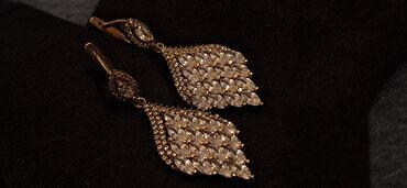 Sırğalar: Qızıl suyuna salınmış Zərif daş-qaşlı sırğalar. svarovskiy qaşlarla — 7