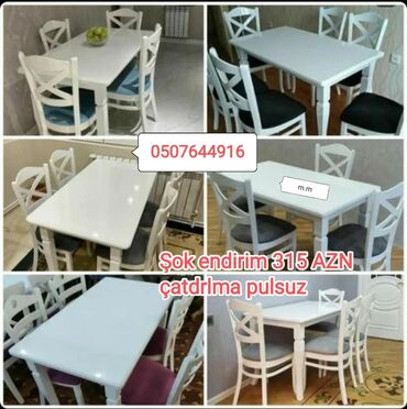 Masa və oturacaq dəstləri: Mətbəx üçün, Yeni, Açılmayan, Dördbucaq masa, 4 stul -da lalafo.az — 8 Masa və oturacaq dəstləri: Mətbəx üçün, Yeni, Açılmayan, Dördbucaq masa, 4 stul — 8