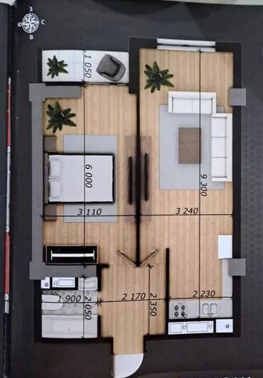 арендовать квартиру для офиса: 2 комнаты, 57 м², Элитка, 15 этаж, ПСО (под самоотделку)