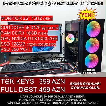 Masaüstü kompüterlər və iş stansiyaları: ŞOK ENDİRİM!!! Oyun üçün Kompüter "RGB Core i5 3470 16GB Ram GTX1050 — 3