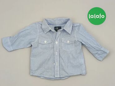 Koszula, 3-6 m, wzrost - 68 cm., stan - Dobry, wzór - Linia, kolor - Błękitny