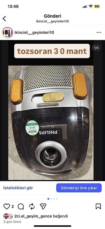 Philips tozsoran - Güc: 1800W (etiketdə göstərilib) - Toz torbasız