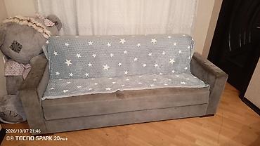 2 el divan: Qatlanan divan – boz rəng, yumşaq velür tipli parça ilə ciriq sokuyu — 1