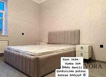 2 el: Yumşaq üzlüklü, müasir dizaynlı iki nəfərlik yataq dəsti. Dəstə — 1