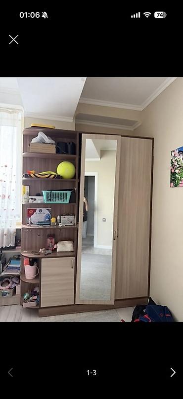 Угловой шкаф-гардероб с зеркалом + модуль с открытыми полками - at lalafo.kg Угловой шкаф-гардероб с зеркалом + модуль с открытыми полками -