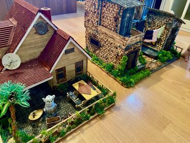 Digər ev dekoru: Əl işi miniatür ev modelləri. Bu modellər taxta və digər təbii — 4