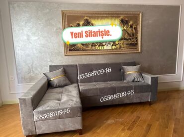 купить недорогой диван: Künc divan, Qonaq otağı üçün, Parça, Bazalı, Açılan, Kitab