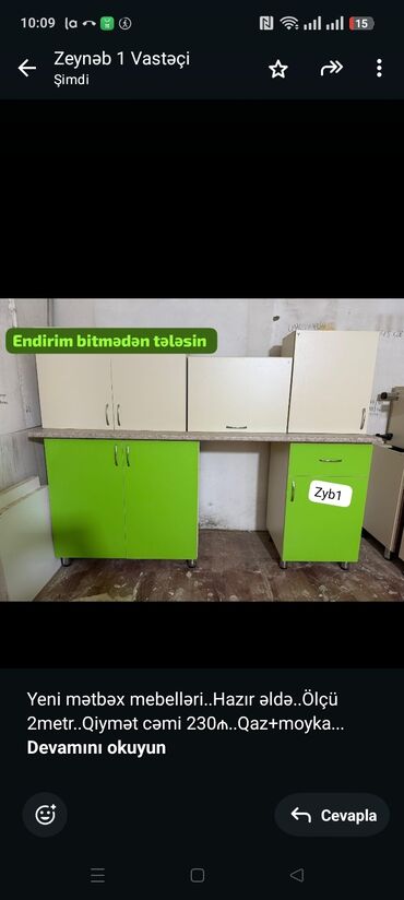 Mətbəx mebeli: Yeni mətbəx mebelləri. Hazır əldə. Ölçü 2metr. Qiymət cəmi