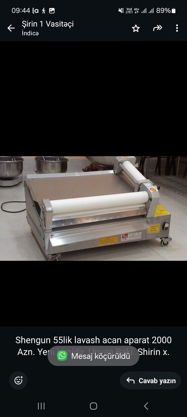 Yuxa, lavaş aparatları: Shengun 55lik lavash acan aparat 2000 Azn. Yeni kimidir. Unvan Baki