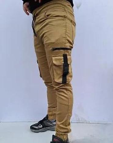 Ostala muška odeća: Muške cargo pantalone – bež/karamel boja - Kroj: slim/skinny nogavice — 9