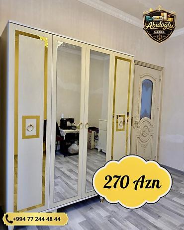 ag mebel: Yeni, 4 qapılı, Güzgülü, Ağ, Açılan, Düz dolab — 1