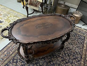 qedimi skaf: Antik üslubda ikimərtəbəli servis/çay arabası - Material: tünd — 2